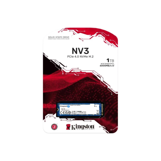KINGSTON NV3 PCIe 4.0 NVMe SSD 1TB UP TO 6000MB s M.2 2280 3D NAND KINGSTON NV3 PCIe 4.0 NVMe SSD 1TB UP TO 6000MB s M.2 2280 3D NAND
