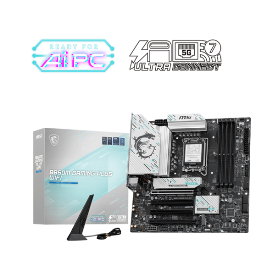 MSI B860M GAMING PLUS WIFI – LGA1851 Micro-ATX DDR5, PCIe 5.0 x16, M.2 Gen5 + Gen4, Wi-Fi 7, 5G LAN, Thunderbolt 4