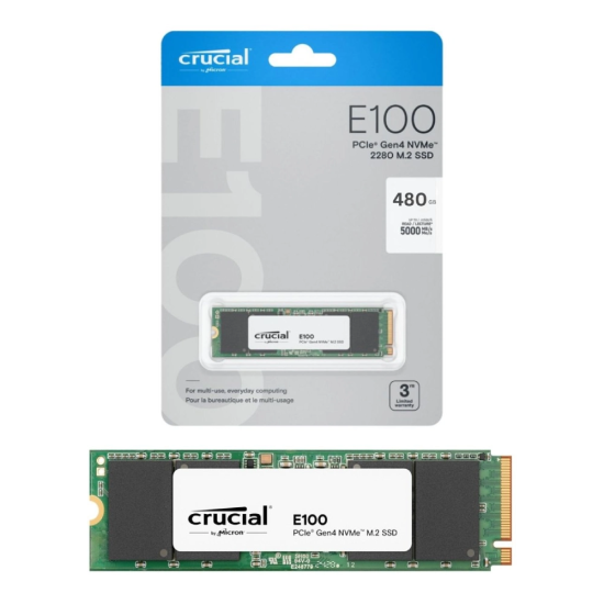 Crucial E100 480GB PCIe 4.0 Gen4 2280 NVMe M.2 SSD