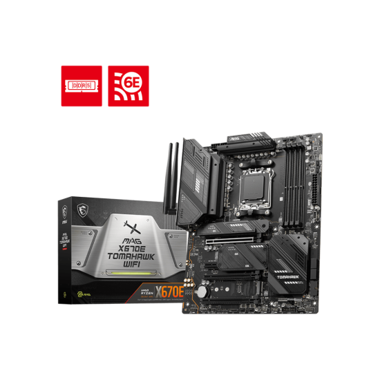 MSI MAG X670E Tomahawk WiFi Gaming Motherboard (AMD AM5, DDR5, PCIe 5.0, SATA 6Gb/s, M.2, USB 3.2 Gen 2, Wi-Fi 6E, 2.5Gbps LAN, HDMI/DP, ATX)