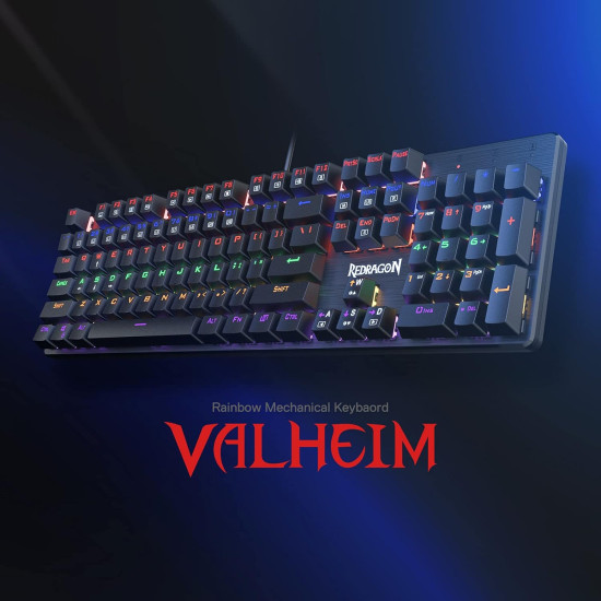 Redragon K608 Valheim Mechanical Gaming Keyboard, Tactile Brown Switch, 104 Keys, LED Rainbow Backlit