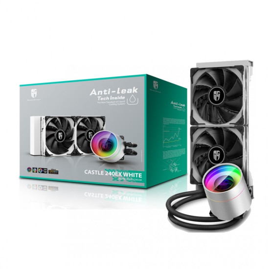 DEEPCOOL Castle 240EX Addressable RGB AIO CPU Liquid Cooler-WHITE
