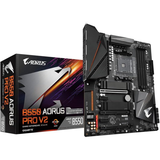 GIGABYTE B550 AORUS PRO V2 AM4 AMD B550 ATX Motherboard with Dual M.2, SATA 6Gb/s, USB 3.2 Gen 2, 2.5 GbE LAN, PCIe 4.0
