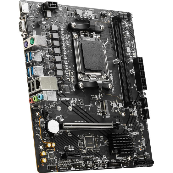 MSI PRO A620M-E ProSeries Motherboard AMD AM5 DDR5 PCIe 4.0 SATA 6Gb s M.2 USB 3.2 Gen 1 Gbps LAN DVI HDMI mATX